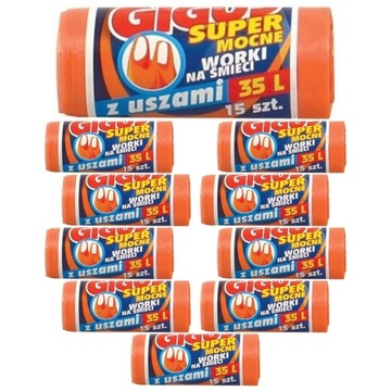 Worki na odpady z uszami Giguś Super Mocne 35l x10