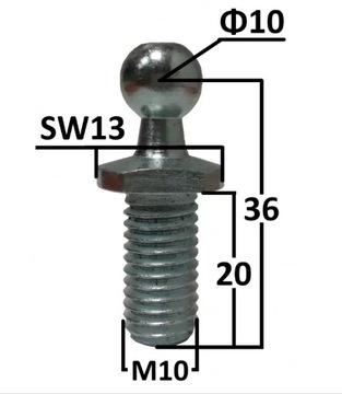 SWORZEŃ KULOWY SPRĘŻYNY TRZPIEŃ FI 10mm gwint M10