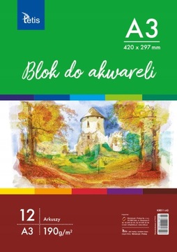 Blok do AKWARELI A3 - 190 g/m² 12 arkuszy