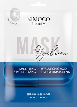 KIMOCO HYALURON MASK HYALURONIC ACID ROSA DAMASCENA MASKA NAWILŻAJĄCA