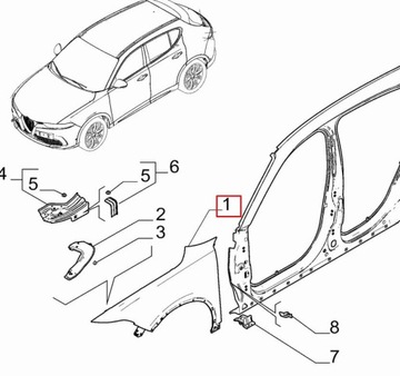 BLATNÍK LEVÝ PŘEDNÍ ALFA ROMEO TONALE HORNET