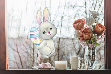 НАКЛЕЙКА ПАСХАЛЬНЫЙ ЗАЙЧИК - БЕЛЫЙ ЗАЙЧИК-4А