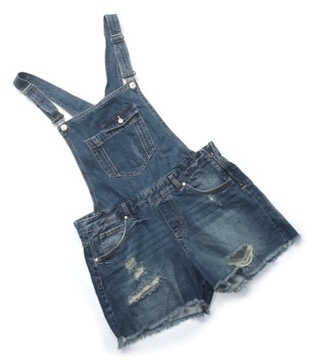 C&A 40 L NIEBIESKIE SPODENKI OGRODNICZKI JEANSOWE LATO JEANS POSTRZĘPIONE