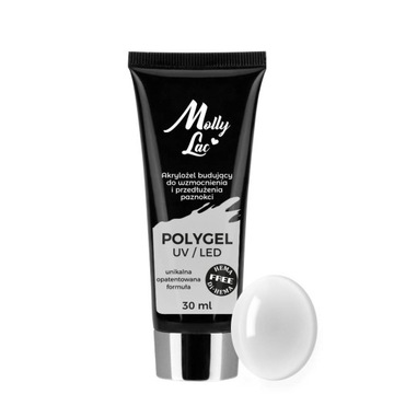 Polygel akrylożel budujący MollyLac Hema/di-Hema free Clear 30ml Nr 01