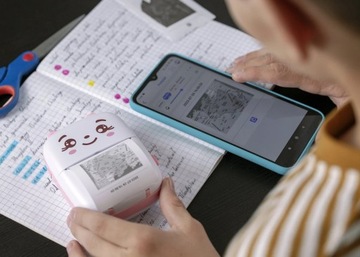 Mini Drukarka Termiczna do zdjęć przenośna Bluetooth niebieska 6 rolek