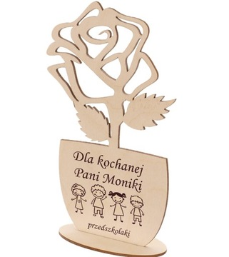 ДЕРЕВЯННЫЙ ЦВЕТОК РОЗЫ - ГРАВИРОВКА ДНЯ УЧИТЕЛЯ