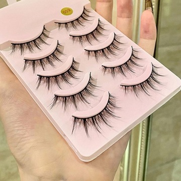 10 пар естественных накладных ресниц для повседневного ношения, черные, 2 шт.