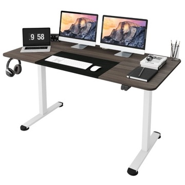 BIURKO STOLIK REGULOWANY ELEKTRYCZNIE CIEMNE DO BIURA 140 x 70 x 72-116 cm
