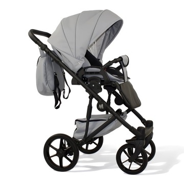 Детская коляска MOMMO DELUXE 3в1 | Серебристая эко-кожа |
