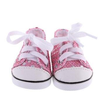 2 пары кроссовок с пайетками, кукольная обувь.