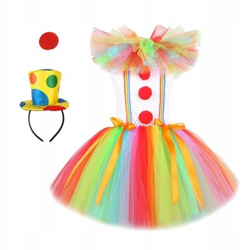 Dziecko Dziewczyna Klaun Kostium Mesh Tutu