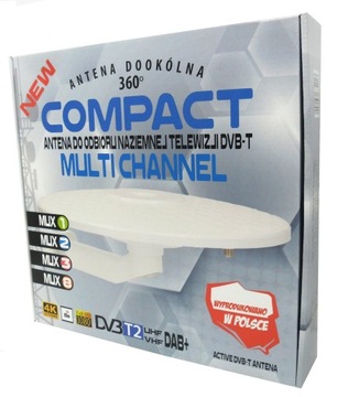 КРУГЛАЯ ТВ АНТЕННА DVB-T2 КОМПАКТНАЯ АКТИВНАЯ СЕРАЯ