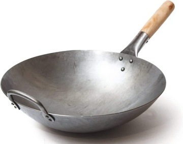 TRADYCYJNY WOK ZE STALI RĘCZNIE MŁOT INDUKCJA 36CM