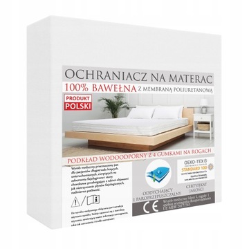 OCHRANIACZ NAKŁADKA NA MATERAC 190x200 MATA WODOODPORNA 100% BAWEŁNA JERSEY