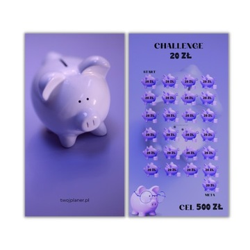 CHALLENGE Wyzwanie oszczędnościowe SKARBONKA 20 zł