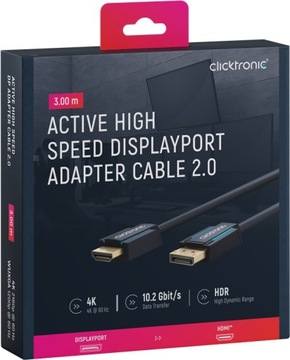 CLICKTRONIC Kabel DisplayPort DP na HDMI 2.0 4K 3m