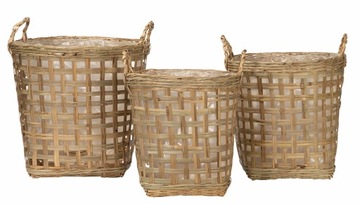 3 szt. DONICA KOSZ BAMBUSOWA styl boho NATURALNA