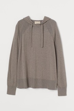 H&M Kaszmirowy sweter z kapturem damski modny luźny oversize obszerny 36 S