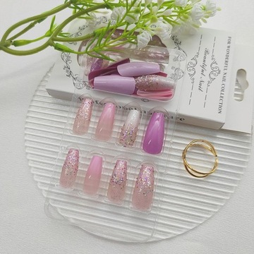 Готовые самоклеящиеся типсы для наращивания ногтей PRESS ON NAILS 24 шт.