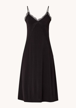 MANGO czarna sukienka na ramiączkach z koronką w bieliźnianym stylu M