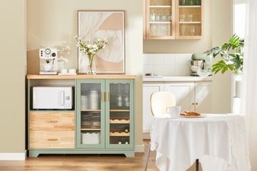 Шкаф, кухонный комод, сервант, микроволновая печь, полка, винная полка FSB81-GR