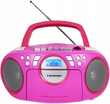 RADIOODTWARZACZ RADIO BOOMBOX PRZENOŚNY BLAUPUNKT FM CD AUX USB RÓŻOWY