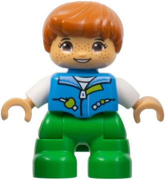 LEGO Figurka Duplo 47205pb097 chłopiec, jasnozielone nogi, kamizelka