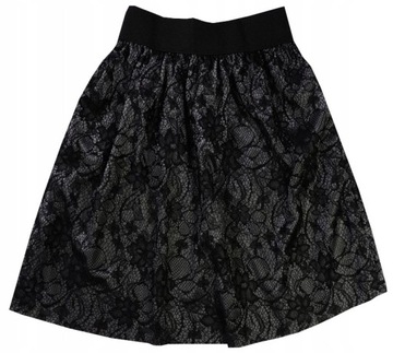 SPÓDNICA ELEGANCKA wzór KORONKA czarna 152 H150D