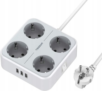 Listwa Zasilająca Przedłużacz 4 Gniazd 3x USB