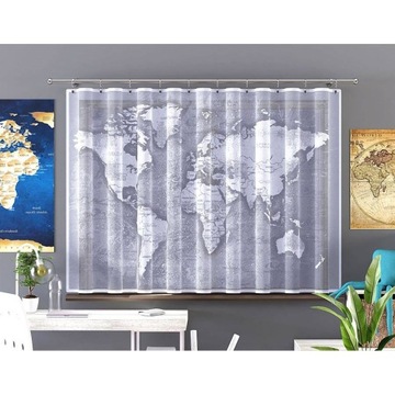 Штора белая карта ATLAS CONTINENTS JOURNEY 250x150