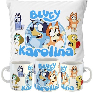 КОМПЛЕКТ КРУЖКА + ПОДУШКИ СИНИЕ УЗОРЫ ИМЯ ПОДАРОК