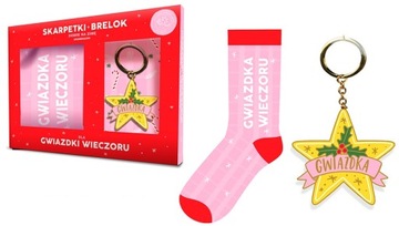 Set Skarpety Brelok gwiazdka wieczoru Prezent na Święta dla Dziewczyny Żony