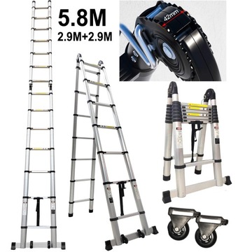 Drabina Aluminiowa 5,8M 7+7 Stopniowa Składana 2W1
