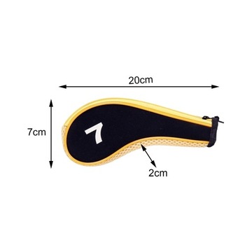 10 szt. Zestaw żelaznych nakryć głowy do golfa Pokrowiec na główkę klubu golfowego w kolorze żółtym i czarnym