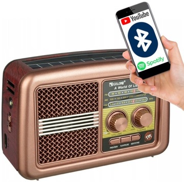 RADIO KUCHENNE BUDOWLANE PRZENOŚNE RETRO BLUETOOTH SOLAR USB