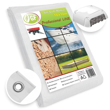 PLANDEKA GRUBA MOCNA WODOODPORNA 10x10 BIAŁA PŁACHTA MROZOODPORNA UV+ 180g