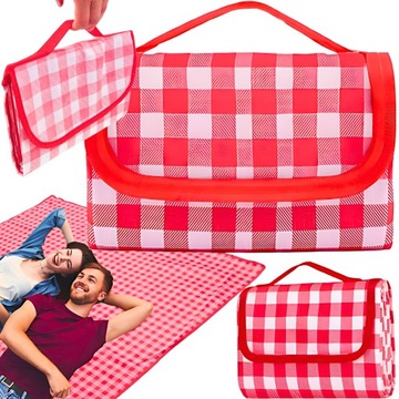 DUŻA MATA PIKNIKOWA KOC PLAŻOWY TURYSTYCZNY WODOODPORNY ETUI XXL 200X200