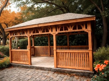 Беседка 11 4х6 ДЕРЕВЯННАЯ СОСНОВЫЙ САД ПРОИЗВОДИТЕЛЬ