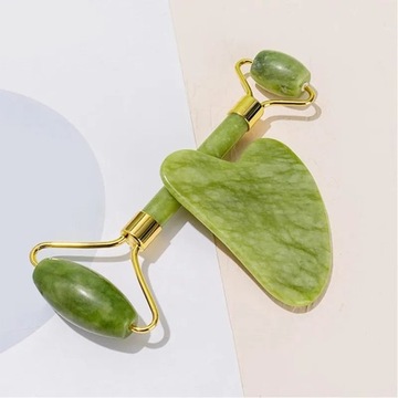 WAŁEK I PŁYTKA Z JADEITU DO MASAŻU TWARZY PUDEŁKO