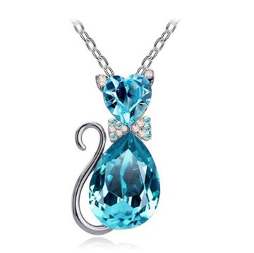 Cudowny, srebrny naszyjnik Swarovski Blue Cat