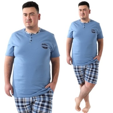 PIŻAMA MĘSKA DUŻE ROZMIARY KRÓTKI RĘKAW 100%BAWEŁNA