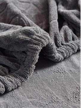 ПОКРЫТИЕ НА СТУЛ ТЕМНО-СЕРЫЙ ВЕЛЮРОВЫЙ ЖАККАРДОВЫЙ УЗОР ЭЛАСТИЧНЫЙ ТОЛСТЫЙ