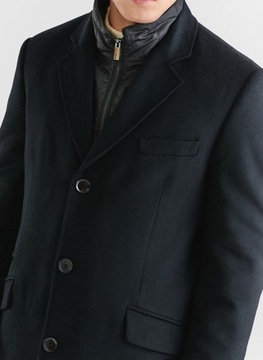 Czarny płaszcz męski wełna basic PAKO LORENTE 56