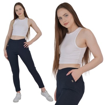 Eleganckie spodnie wizytowe z modną aplikacją