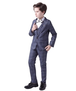 Garnitur 3-cz elegancki komplet w kratkę r. 130