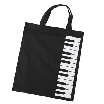 Хлопковая музыкальная сумка с клавишами фортепиано, сумка через плечо, сумка для покупок, черная