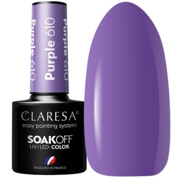 CLARESA LAKIER HYBRYDOWY FIOLETOWY PURPLE 610 KLASYCZNY LAWENDOWY MANICURE