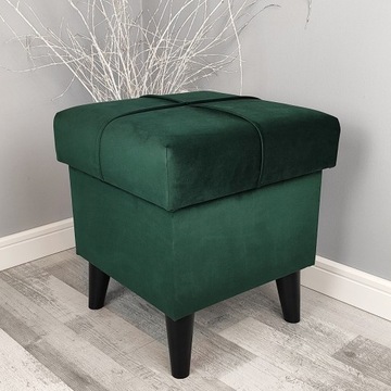 PUFA Z POJEMNIKIEM ZE SCHOWKIEM OTWIERANA PODNÓŻEK ZIELEŃ BUTELKOWA