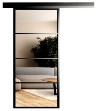Drzwi Szklane Przesuwne System 95 cm Lustro 4 Pola