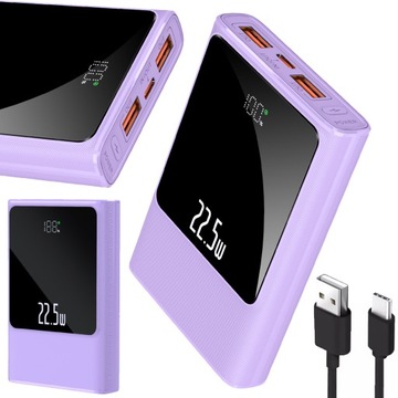 POWERBANK 10000MAH MOCNA SZYBKA ŁADOWARKA 22,5W 2XUSB A/USB-C WYŚWIETLACZ LED